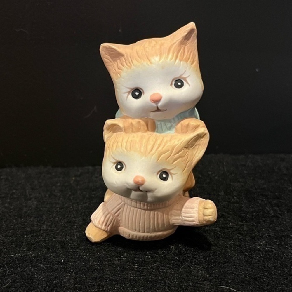 Vintage Kittens Wearing Sweaters Figurine Hand Painted